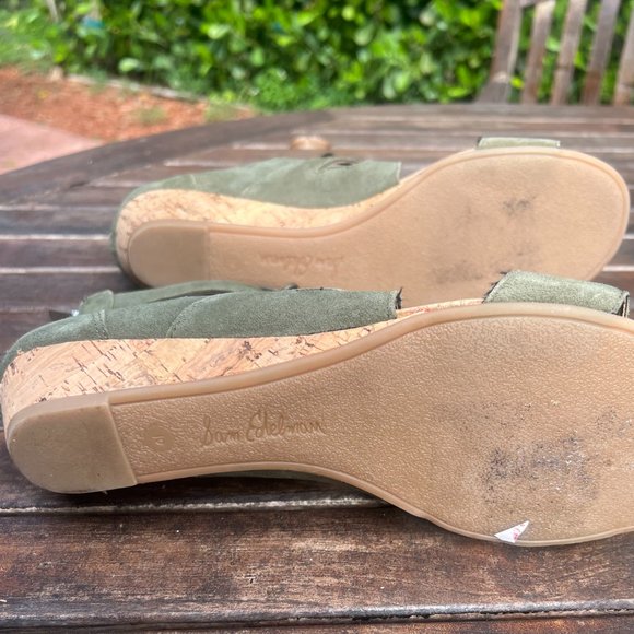 Sam Edelman Dean Caged Gladiator Sandal Green Suede with back Zipper. Size 10 - Picture 7 of 12